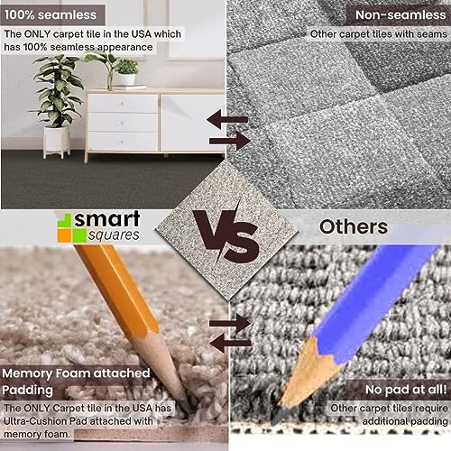 SMART SQUARES THE SIMPLE FLOORING SOLUTION Smart Squares in A Snap 18” x 18” Residential Soft Carpet Tile, Peel and Stick, Easy DIY Installation, Seamless Appearance, Made in USA (383 Rustic Charm, 10 Tiles - 22.5 Sq Ft) - Image 4
