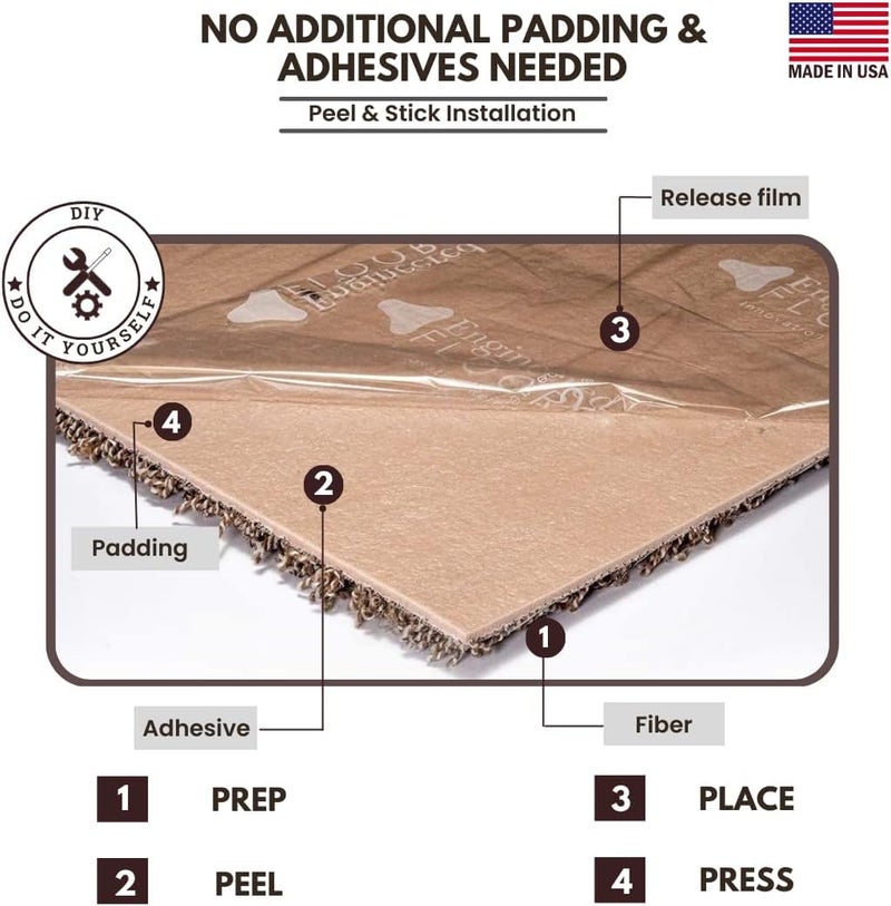 SMART SQUARES THE SIMPLE FLOORING SOLUTION Smart Squares in A Snap 18” x 18” Residential Soft Carpet Tile, Peel and Stick, Easy DIY Installation, Seamless Appearance, Made in USA (383 Rustic Charm, 10 Tiles - 22.5 Sq Ft) - Image 3