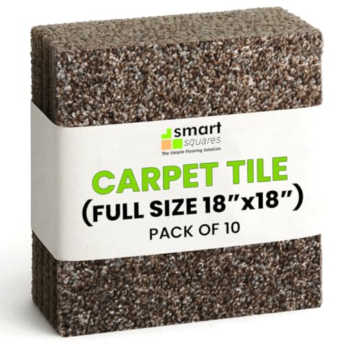 SMART SQUARES THE SIMPLE FLOORING SOLUTION Smart Squares in A Snap 18” x 18” Residential Soft Carpet Tile, Peel and Stick, Easy DIY Installation, Seamless Appearance, Made in USA (383 Rustic Charm, 10 Tiles - 22.5 Sq Ft) - Image 1
