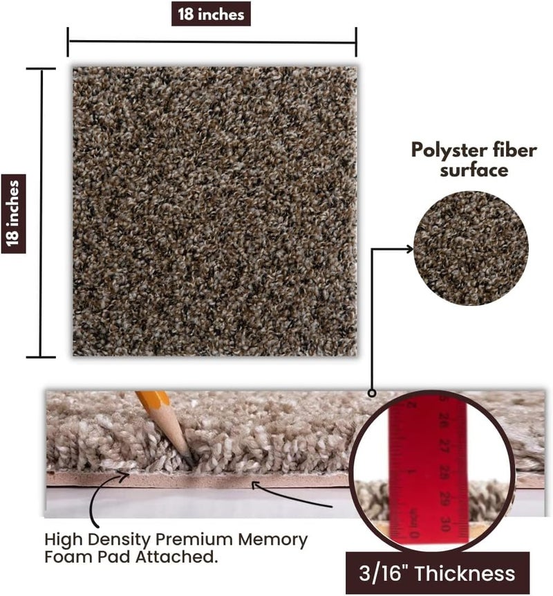 SMART SQUARES THE SIMPLE FLOORING SOLUTION Smart Squares in A Snap 18” x 18” Residential Soft Carpet Tile, Peel and Stick, Easy DIY Installation, Seamless Appearance, Made in USA (383 Rustic Charm, 10 Tiles - 22.5 Sq Ft) - Image 2
