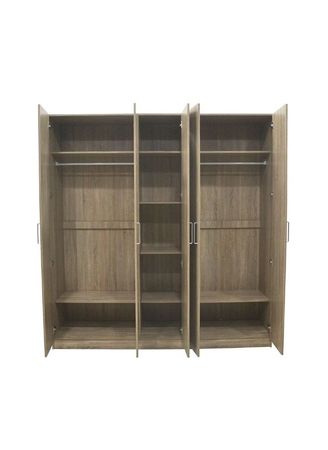 DANUBE HOME Supreme 5-Door Wardrobe With Mirror For Hanging Clothes Extra Sturdy Rack Storage Organiser Modern Design Space Saving Cabinets For Bedroom - French Sonoma Oak  - Image 4