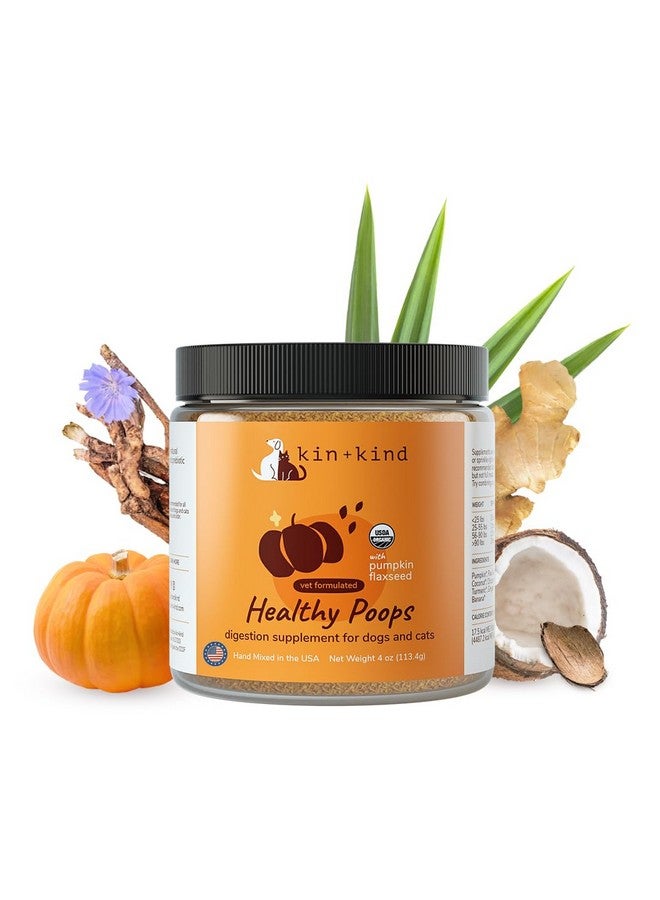 kin+kind Organic Fiber for Dogs&Cats - Pumpkin Boost for Healthy Poops - Digestive Health - Flax Seed, Ginger, Turmeric and Coconut - Made in USA (4 Ounce) - Image 1