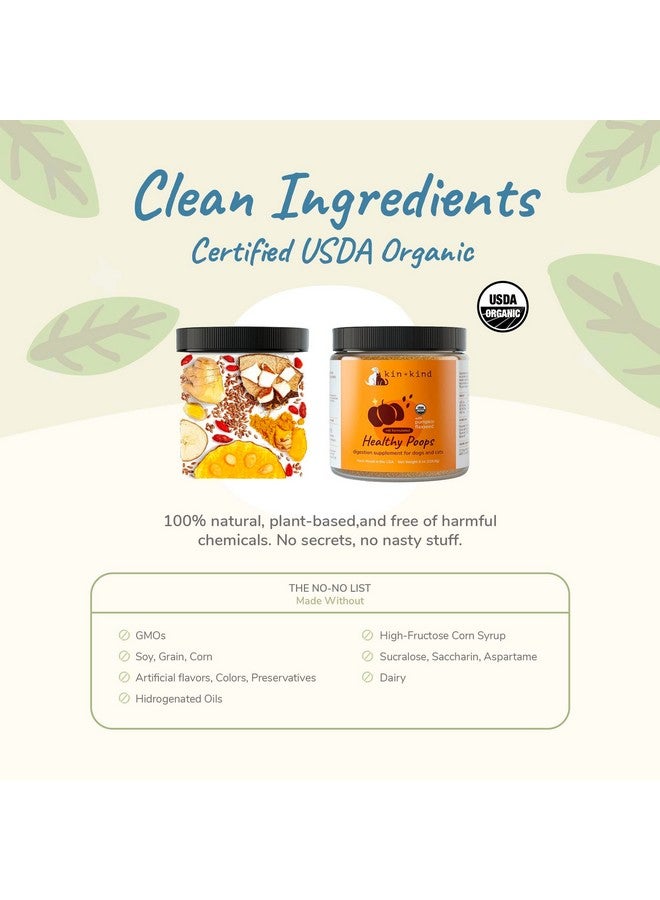kin+kind Organic Fiber for Dogs&Cats - Pumpkin Boost for Healthy Poops - Digestive Health - Flax Seed, Ginger, Turmeric and Coconut - Made in USA (4 Ounce) - Image 4