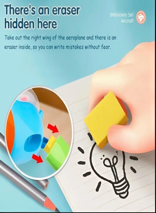 SHREE TECHNESH Educational Aircraft Stationery Set - 7-in-1 School Stationery Gift for Kids - Image 4