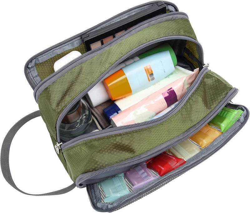 Yeiotsy Toiletry Bag, Light Mesh Travel Toiletry Organizer for Weekend Trip Gym Bag Mens Shaving Kit Bag (Army Green) - Image 2
