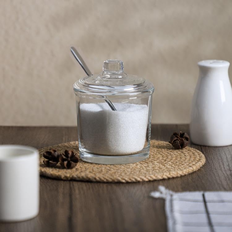 123Arts وعاء سكر زجاجي 123Arts مع غطاء وملعقة من الفولاذ المقاوم للصدأ - Image 4