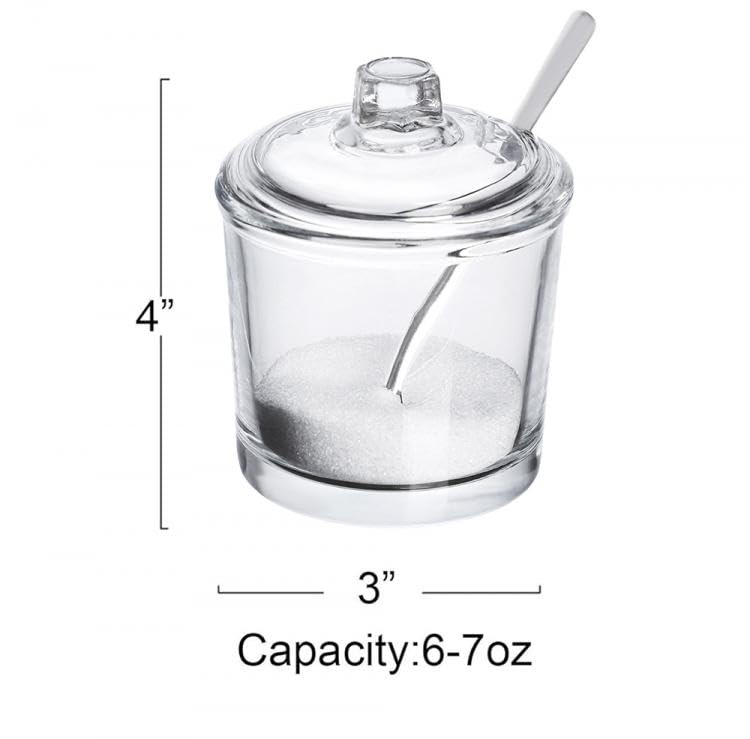123Arts وعاء سكر زجاجي 123Arts مع غطاء وملعقة من الفولاذ المقاوم للصدأ - Image 2