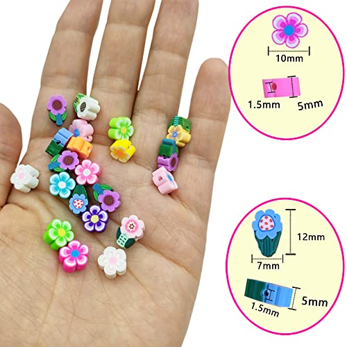 ANSGGB 200pcs Flower Polymer Clay Beads, Mixed Flowers Charm Spacer Beads for DIY Bracelet Necklace Jewelry Making - Image 4