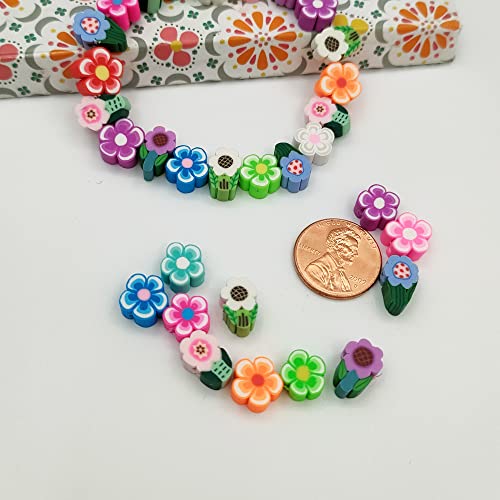 ANSGGB 200pcs Flower Polymer Clay Beads, Mixed Flowers Charm Spacer Beads for DIY Bracelet Necklace Jewelry Making - Image 2