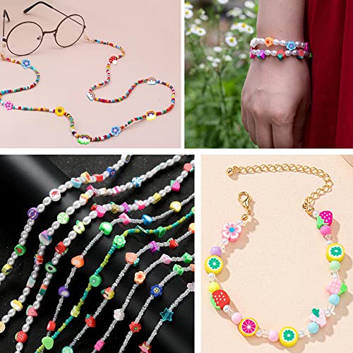 ANSGGB 200pcs Flower Polymer Clay Beads, Mixed Flowers Charm Spacer Beads for DIY Bracelet Necklace Jewelry Making - Image 3