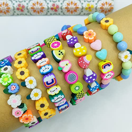 ANSGGB 200pcs Flower Polymer Clay Beads, Mixed Flowers Charm Spacer Beads for DIY Bracelet Necklace Jewelry Making - Image 5