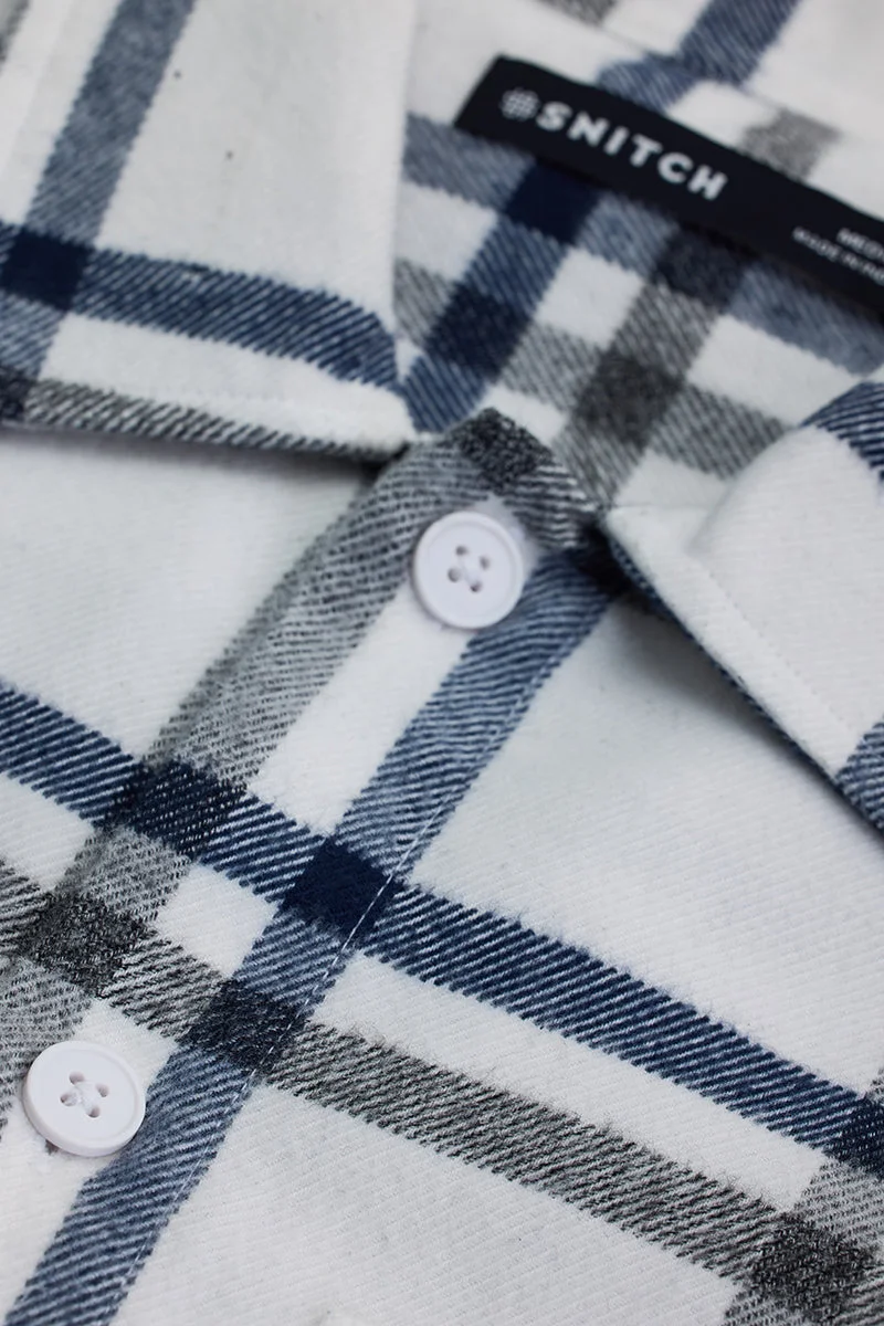 SNITCH White Checks Relaxed Fit Overshirt