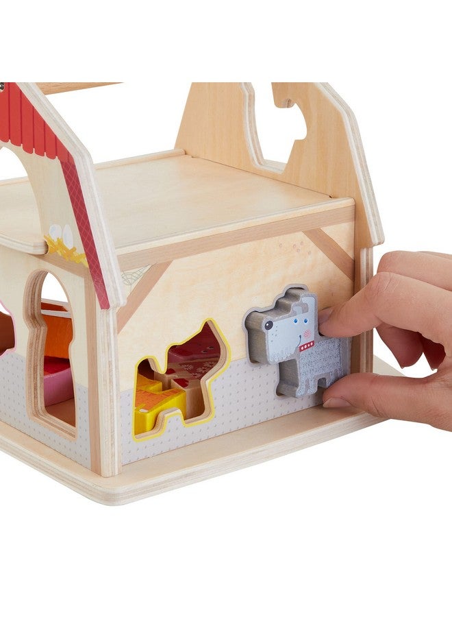 HABA Wooden Farmhouse Shape Sorter Toy with 6 Chunky Animal Blocks - Wooden Montessori Toys for 1+ Year Olds - Stacking Blocks for Toddlers 1-3 and Farm Animals Sorting Game - Image 3