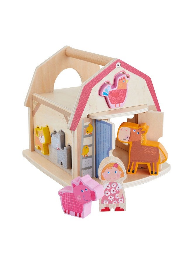 HABA Wooden Farmhouse Shape Sorter Toy with 6 Chunky Animal Blocks - Wooden Montessori Toys for 1+ Year Olds - Stacking Blocks for Toddlers 1-3 and Farm Animals Sorting Game - Image 1