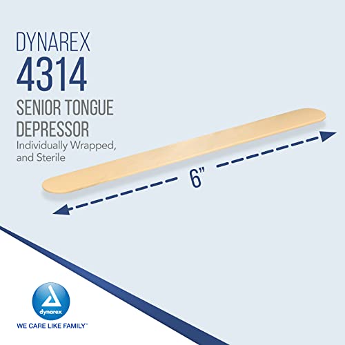 Dynarex Tongue Depressors, Sterile, 6" Senior-Sized Length, Made from Beige Birch Wood, Comes in Peel-Down Patches, 1 Box of 100 - Image 2