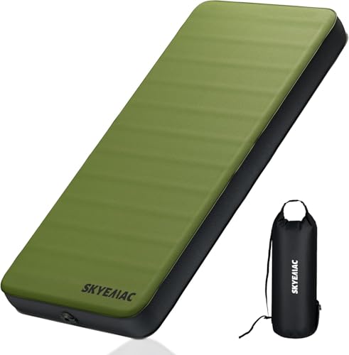 SKYEMAC 4" Thick Self Inflating Sleeping Pad with 13R Memory Foam, 78" x 29" Camping Mattress with Pump Sack, Portable Roll Up Bed, Inflatable Outdoor Mat for Rooftop Tent Car Truck Van, 4 Season - Image 1