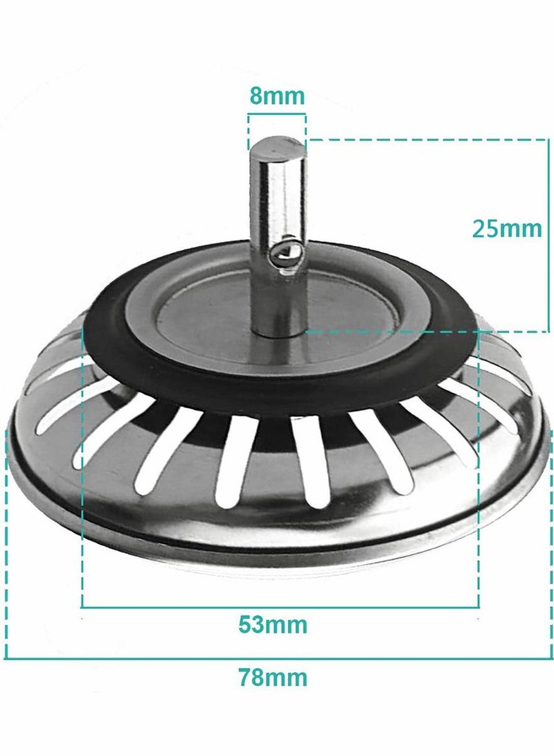 HomarKet 2-Piece Stainless Steel Kitchen Sink Strainer Heavy-Duty Drain Filter Fit for Drain Filter for Kitchen Bathroom Basin Laundry Stop Hair Disposal Waste (78mm) - Image 3