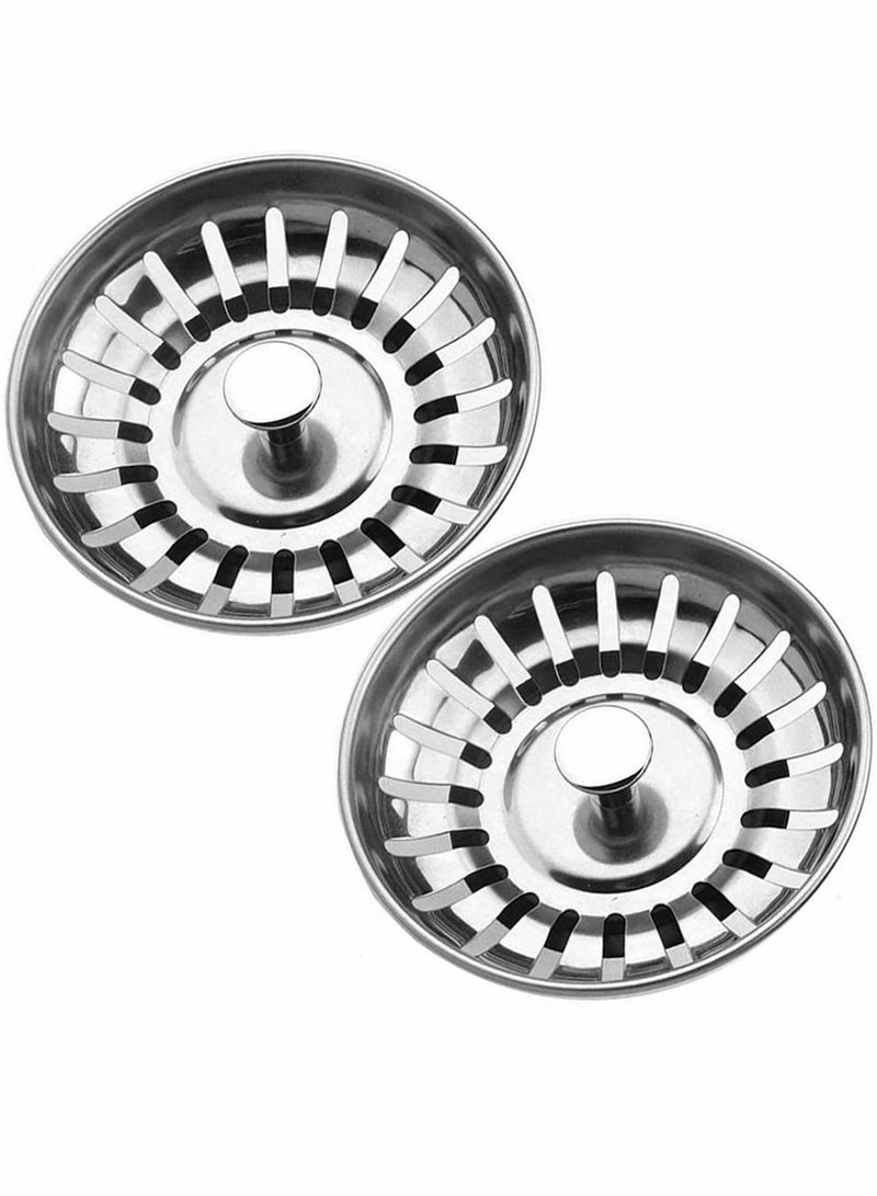 HomarKet 2-Piece Stainless Steel Kitchen Sink Strainer Heavy-Duty Drain Filter Fit for Drain Filter for Kitchen Bathroom Basin Laundry Stop Hair Disposal Waste (78mm) - Image 1
