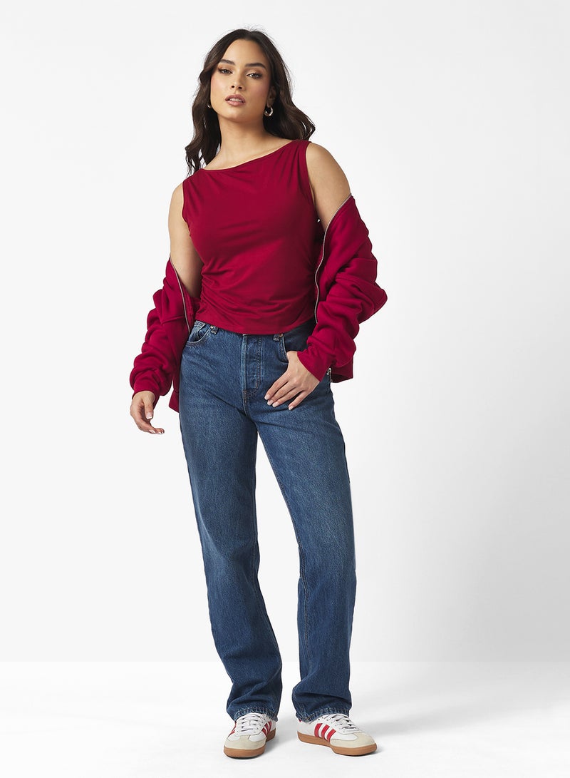 Ginger Basics Boat Neck Fitted Ruched Vest - Image 4