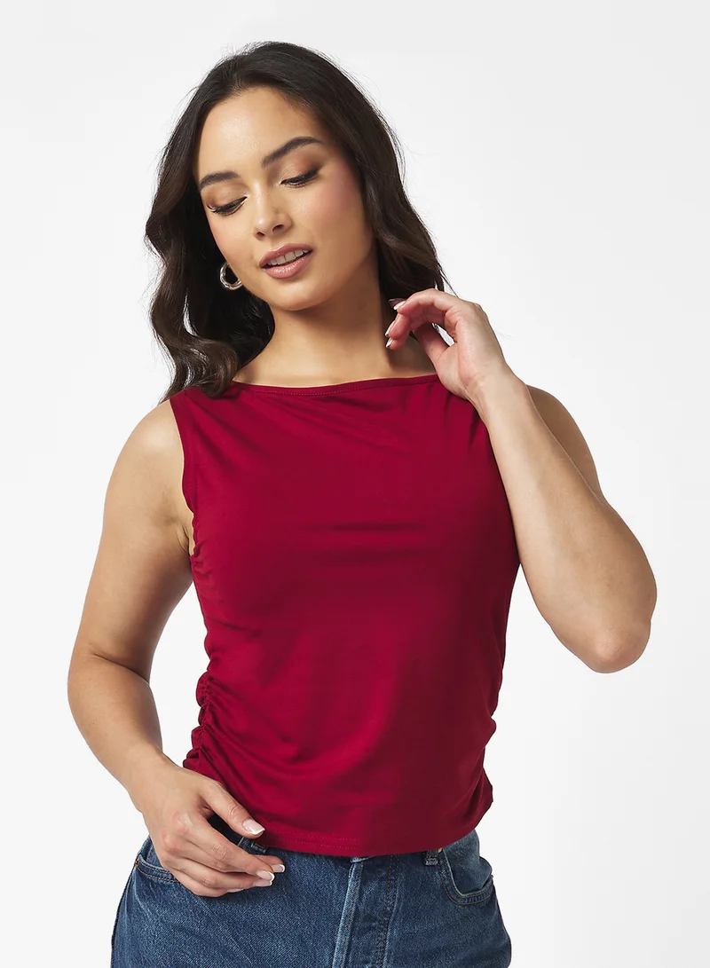 Ginger Basics Boat Neck Fitted Ruched Vest