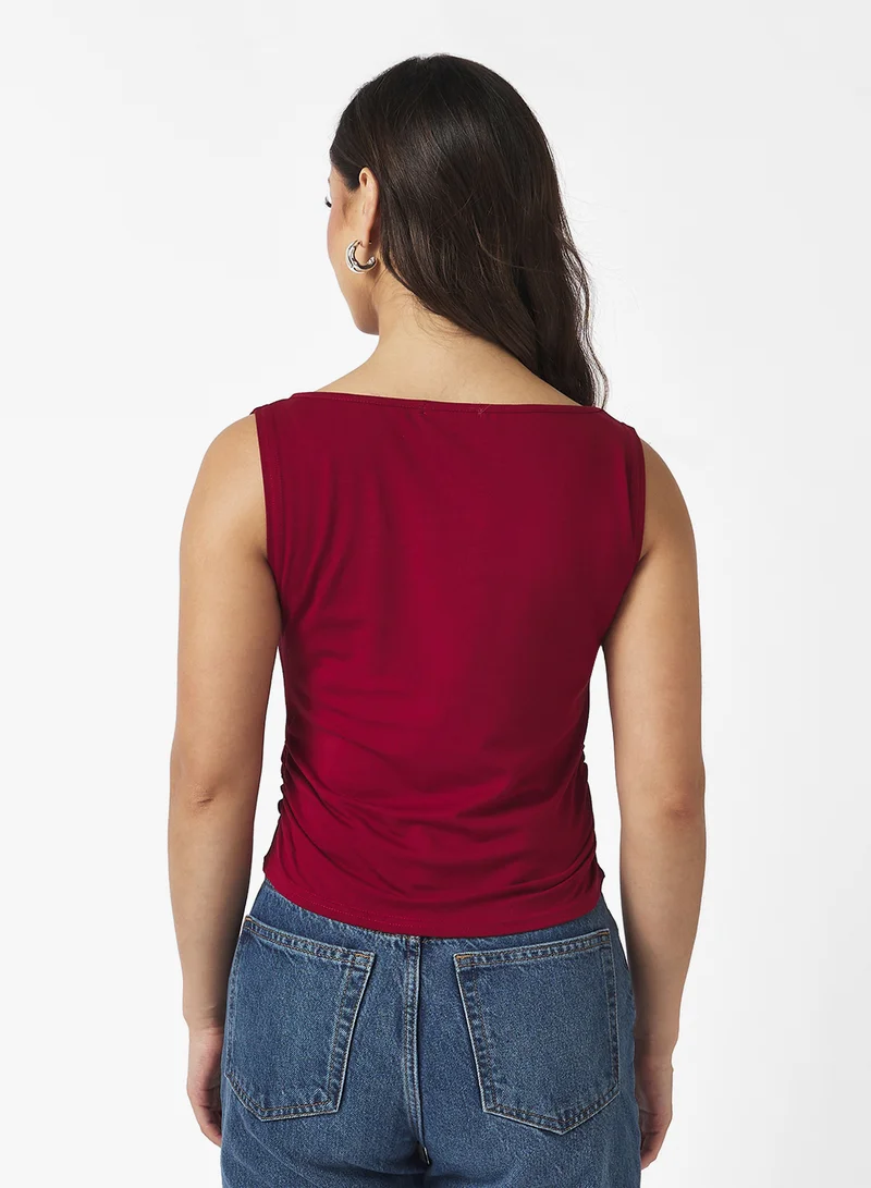 Ginger Basics Boat Neck Fitted Ruched Vest