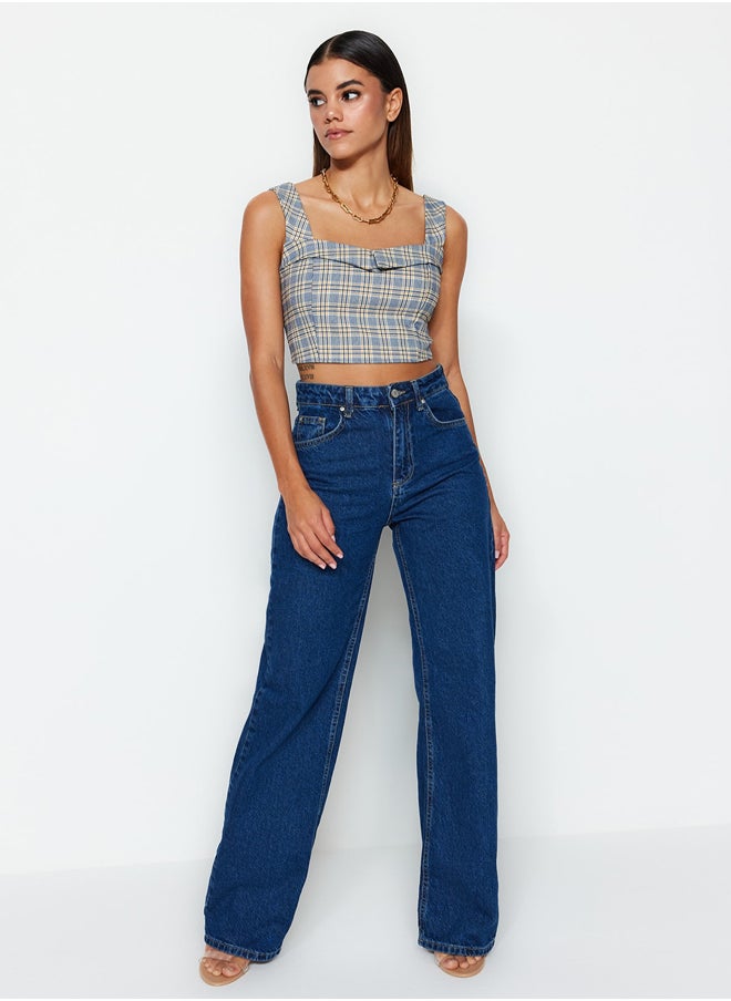 trendyol - Blue High Waist Wide Leg Jeans TWOSS23JE00068 - Image 1