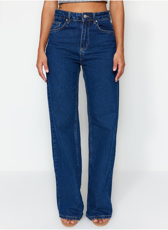 trendyol - Blue High Waist Wide Leg Jeans TWOSS23JE00068 - Image 1