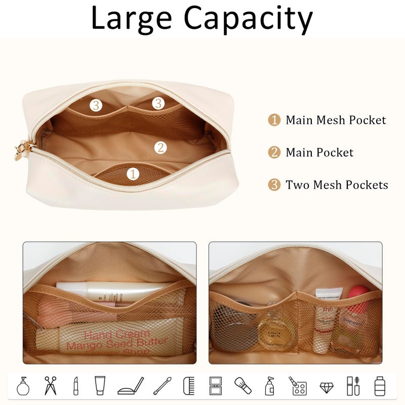 CLOUDWINGS Gifts for Women Bridesmaid Gifts Personalized Initial Makeup Bag PU Leather Cosmetic Waterproof Travel Toiletry Bag (A) - Image 5