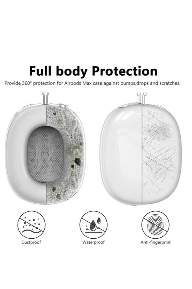 4 in 1 Clear Silicone Case Cover for AirPods Max Headphones (White) - Image 3