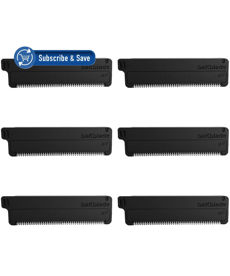 Bakblade 2.0 Refill Cartridges Bundle, Back Hair & Body Shaver Replacement Cartridges, Extra-Wide Wet Dry & Disposable Razor Blades (6 Blades) - Image 1