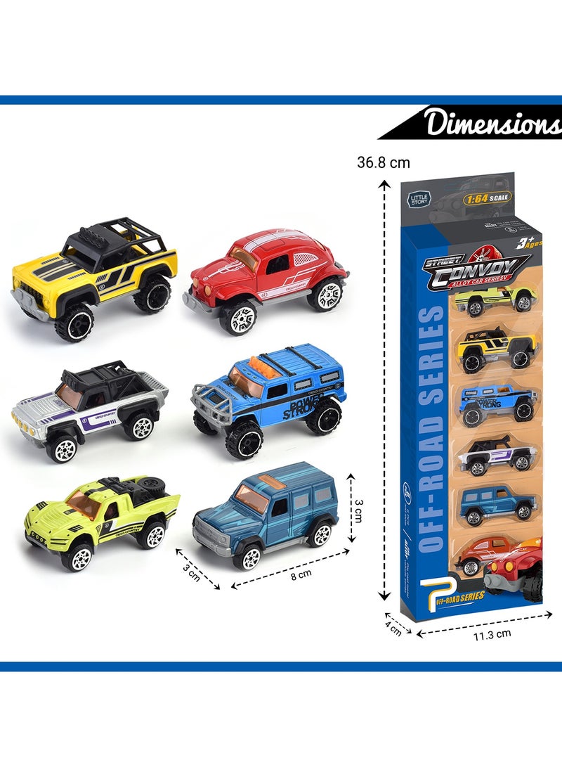 Little Story Alloy Sliding Off-Road Toy Vehicle 6Pcs-Multicolor  - Image 3