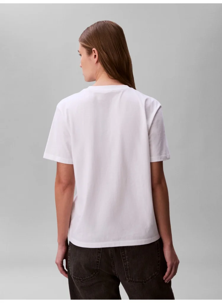 Calvin Klein Jeans Bright White Monogram Logo Tee for Women | Best Price UAE