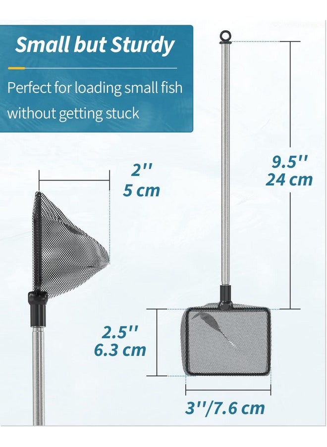 Pawfly Pawfly 3 Inch Aquarium Fish Net with Telescopic Stainless Steel Handle Small Square Net with Soft Fine Mesh Sludge Food Residue Wastes Skimming Cleaning Net for Fish Tanks Small Koi Ponds and Pools  - Image 4