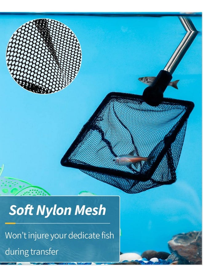 Pawfly Pawfly 3 Inch Aquarium Fish Net with Telescopic Stainless Steel Handle Small Square Net with Soft Fine Mesh Sludge Food Residue Wastes Skimming Cleaning Net for Fish Tanks Small Koi Ponds and Pools  - Image 3