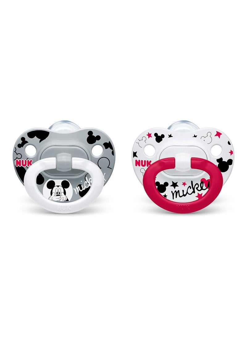 NUK Disney Mickey Mouse Orthodontic Pacifiers, 6-18 Months, 2-Pack - Image 1