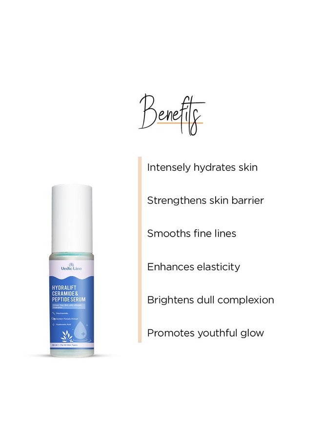 Vedic Line Vedicline HydraLift Ceramide & Peptide Serum with Niacinamide & Hyaluronic Acid, Provides Deeply Hydration & Skin Barrier Support for a Plump, Youthful Radiant Skin 30ml  - Image 3