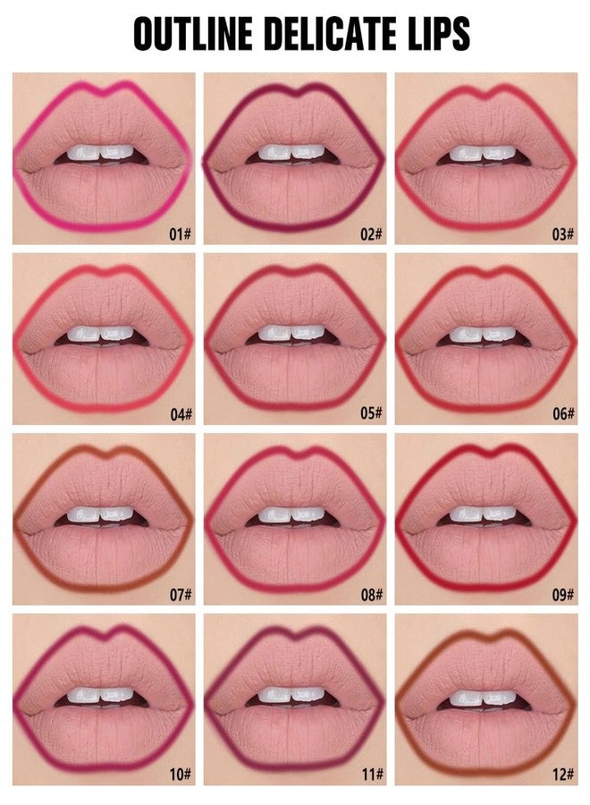 evpct 12Pcs Matte Waterproof Lip Liner Crayon Pencils Set Packs for Shaping & Sculpting Lips, Nude Pink Chestnut Maroon Dark Taupe Brown Plum Purple Deep Red Creamy Lipstick and Lip Liner Set - Image 3