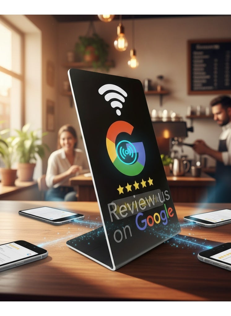 Smart Google Review Card for Business – Tap to Collect Customer Reviews, Build Trust & Boost Social Media – NFC Contactless Card with 13.56MHz NTAG215 Chip for Google Reviews & Instagram Growth - Image 1