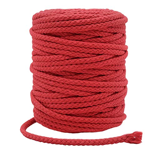 Tenn Well Braided Cotton Cord 165 Feet 5mm Wide Cotton Macrame Rope for Plant Hangers Wall Hangings DIY Crafts Red