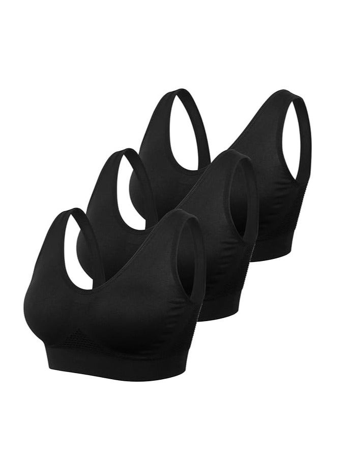 Women Sports Bra Comfortable Sleep Bras No Underwire Seamless Workout Yoga Bra of 3 Pack - Image 1