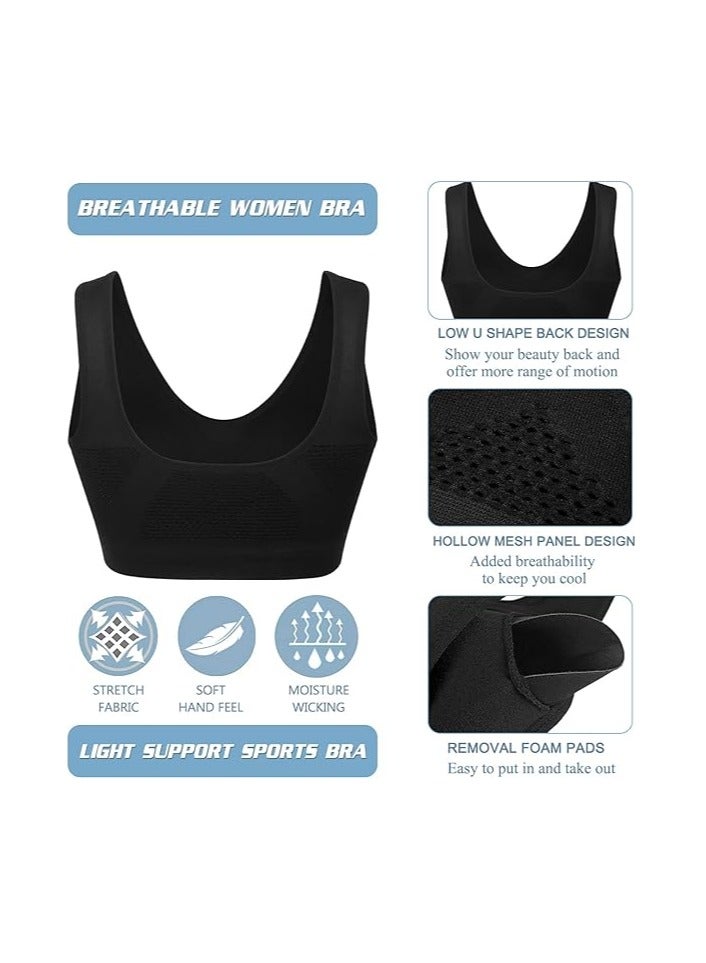 Women Sports Bra Comfortable Sleep Bras No Underwire Seamless Workout Yoga Bra of 3 Pack - Image 5
