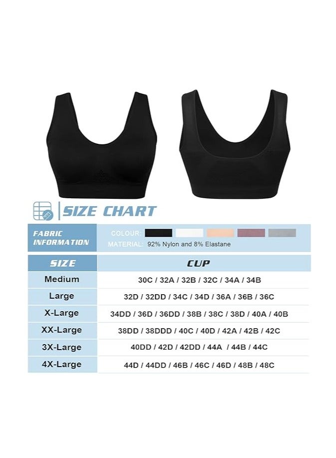 Women Sports Bra Comfortable Sleep Bras No Underwire Seamless Workout Yoga Bra of 3 Pack - Image 4