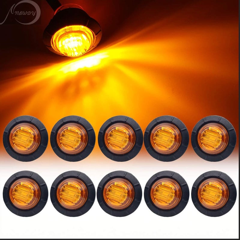 NBWDY 10pc 3/4" Mount Amber LED Bullet Marker Lights for Vehicles - Image 1