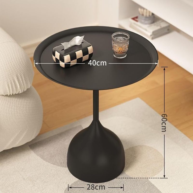 MOZOGOT Home Sofa Side Table Metal End Table, Round Modern Table Bedside Table Accent Side Table Nightstand for Living Room, Bedroom, Indoor & Outdoor Waterproof (Dark Black) - Image 2
