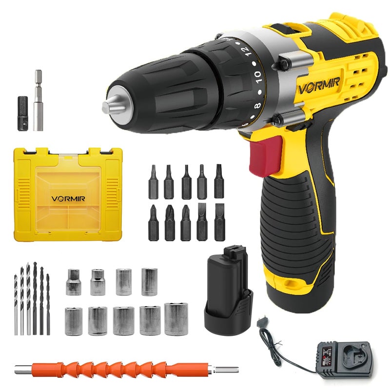 iBELL VORMIR VR CD1245 Cordless Drill Driver 2 Batteries 12V 040001450 rpm 25Nm Torque 10 mm Chuck1500mAh LiIon Batteries Fast Charger 31 Accessories in BMC Box Compact Design - Image 1