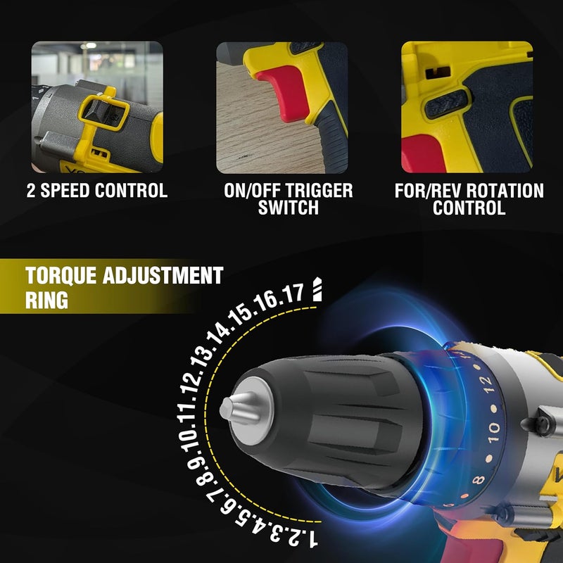 iBELL VORMIR VR CD1245 Cordless Drill Driver 2 Batteries 12V 040001450 rpm 25Nm Torque 10 mm Chuck1500mAh LiIon Batteries Fast Charger 31 Accessories in BMC Box Compact Design - Image 4