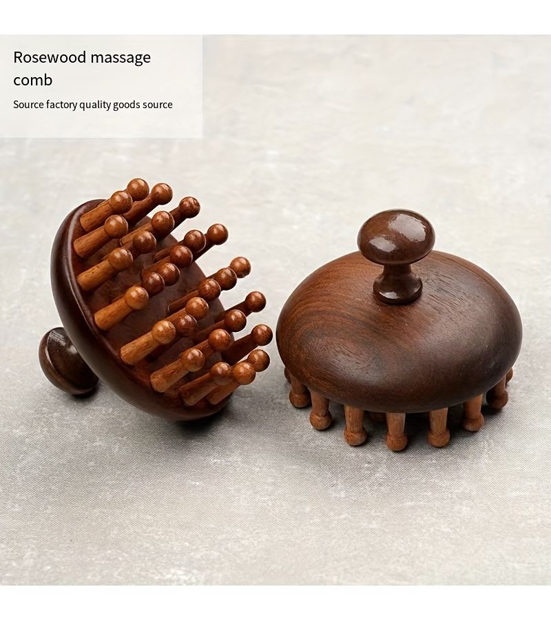 Brown Wooden Wide Tooth Massage Comb 28 Pin For Detangling Scalp Massage Wonderful Gift - Image 1
