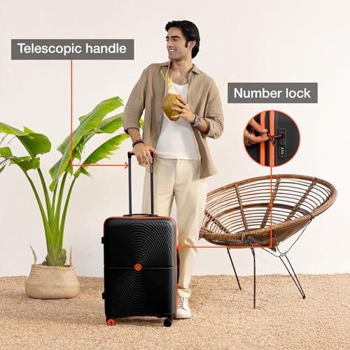 Nasher Miles Bali Hard-Sided Polypropylene Check-in Luggage 24 inch | 65cm | 8 Wheels Medium Trolley Bag for Travel | Suitcase (Black) - Image 3