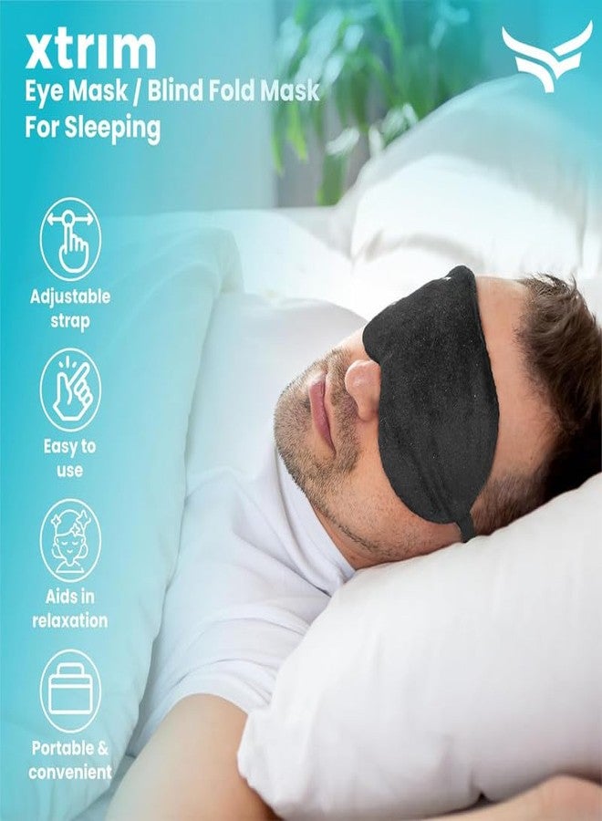 Vifitkit VFK by Xtrim Eye Mask for Sleeping with Adjustable Strap, Premium Sleeping Mask for Men, Women and Kids, Blind Fold for Comfortable Sleep, Travelling Sleep Mask, Sleeping Eye Mask (Pack of 2, Black) - Image 2