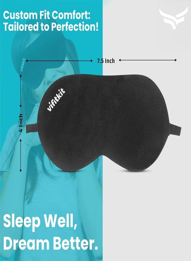Vifitkit VFK by Xtrim Eye Mask for Sleeping with Adjustable Strap, Premium Sleeping Mask for Men, Women and Kids, Blind Fold for Comfortable Sleep, Travelling Sleep Mask, Sleeping Eye Mask (Pack of 2, Black) - Image 3